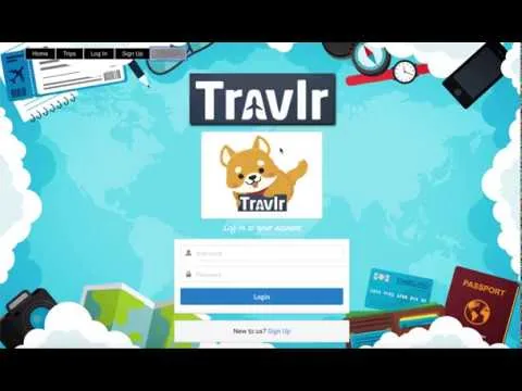 Travlr itinerary planner login screen.